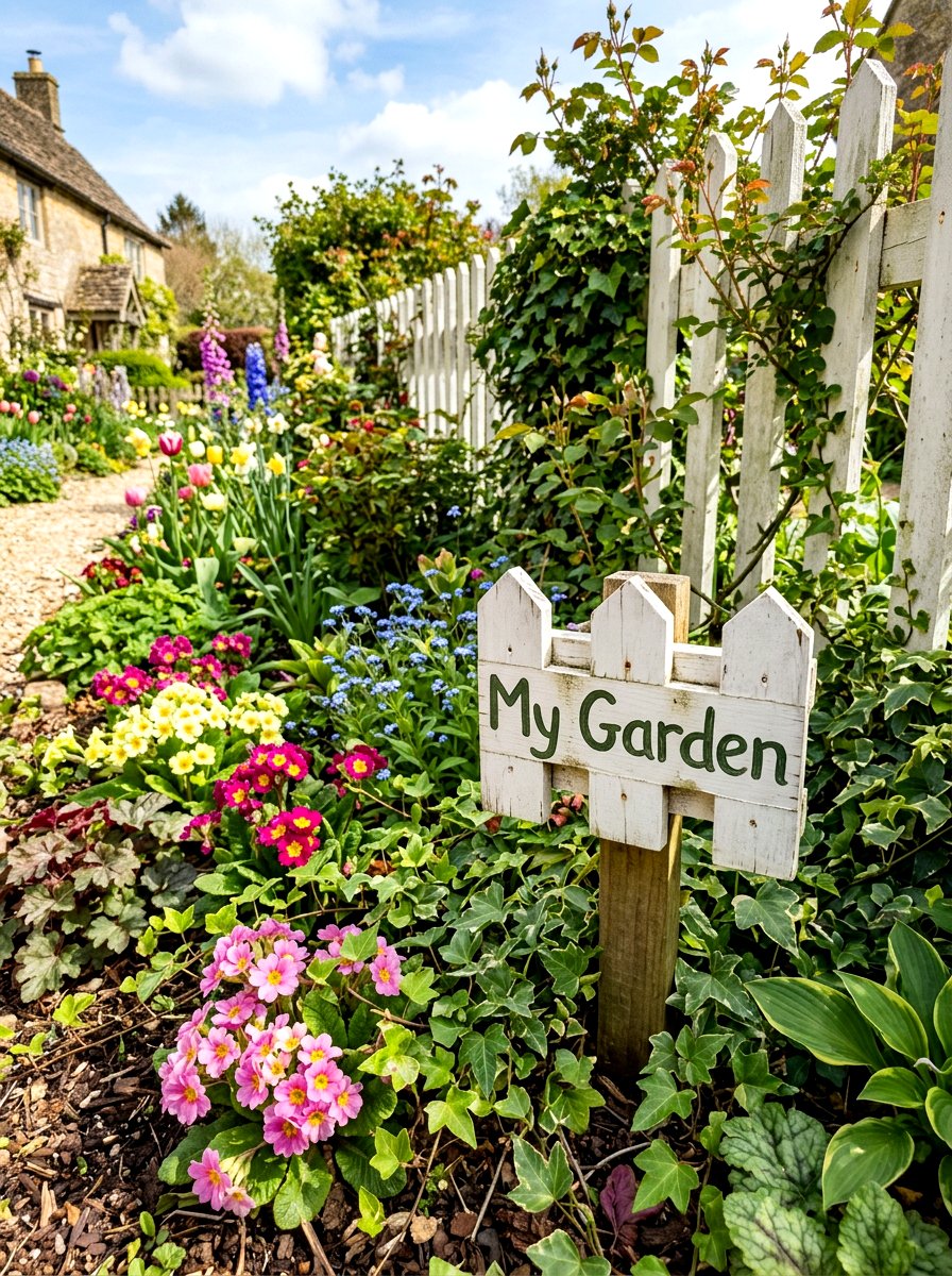 Picket Fence Garden Sign - 25 Spring Wooden Sign Ideas