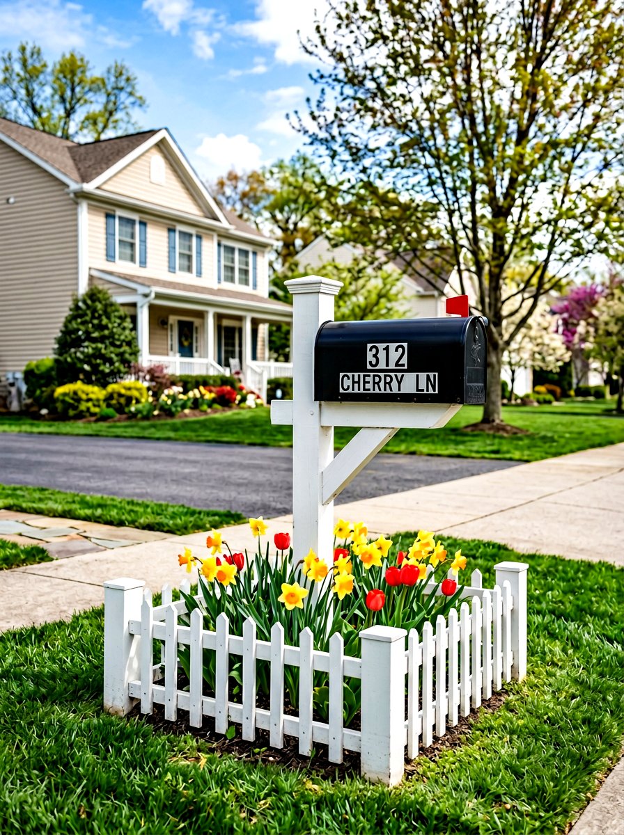 Picket Fence Mailbox Base - 25 Spring Mailbox Post Decor Ideas