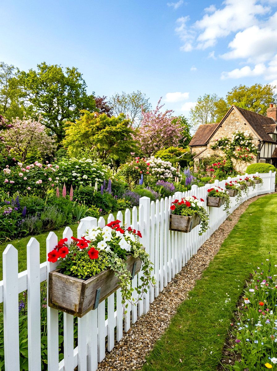 Picket Fence Planter - 25 Spring Outdoor Decor Ideas
