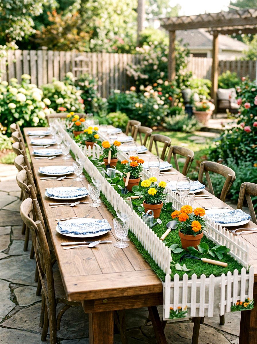 Picket Fence Runner - 25 Spring Kids Table Decor Ideas