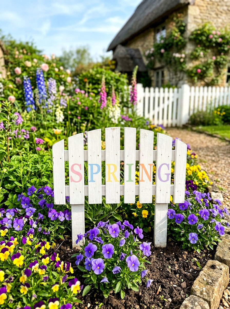 Picket Fence Sign - 25 Spring Outdoor Sign Ideas
