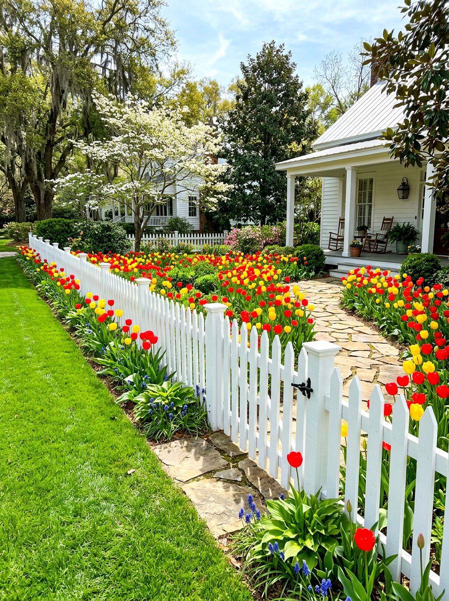 Picket fence garden - 25 Spring Southern Decor Ideas