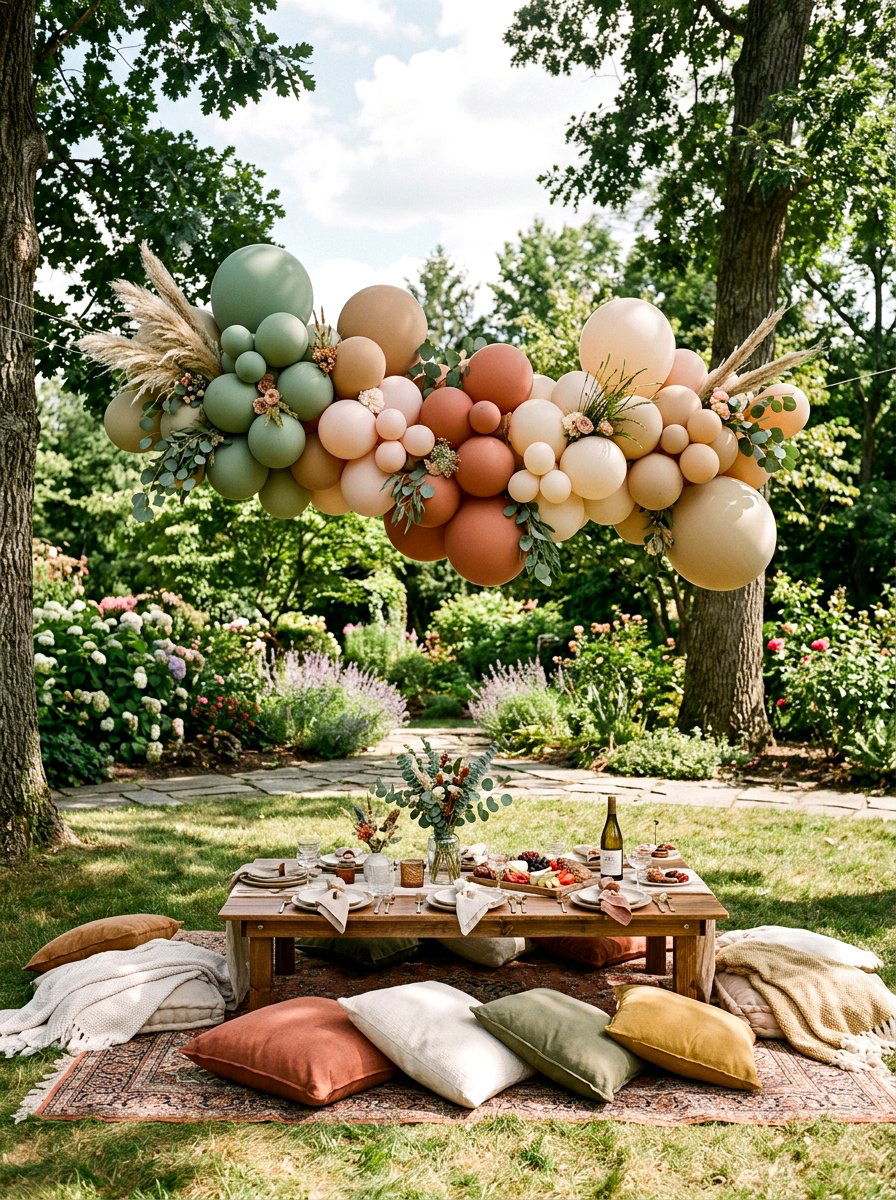 Picnic Balloon Setup - 25 Spring Balloon Decor Ideas