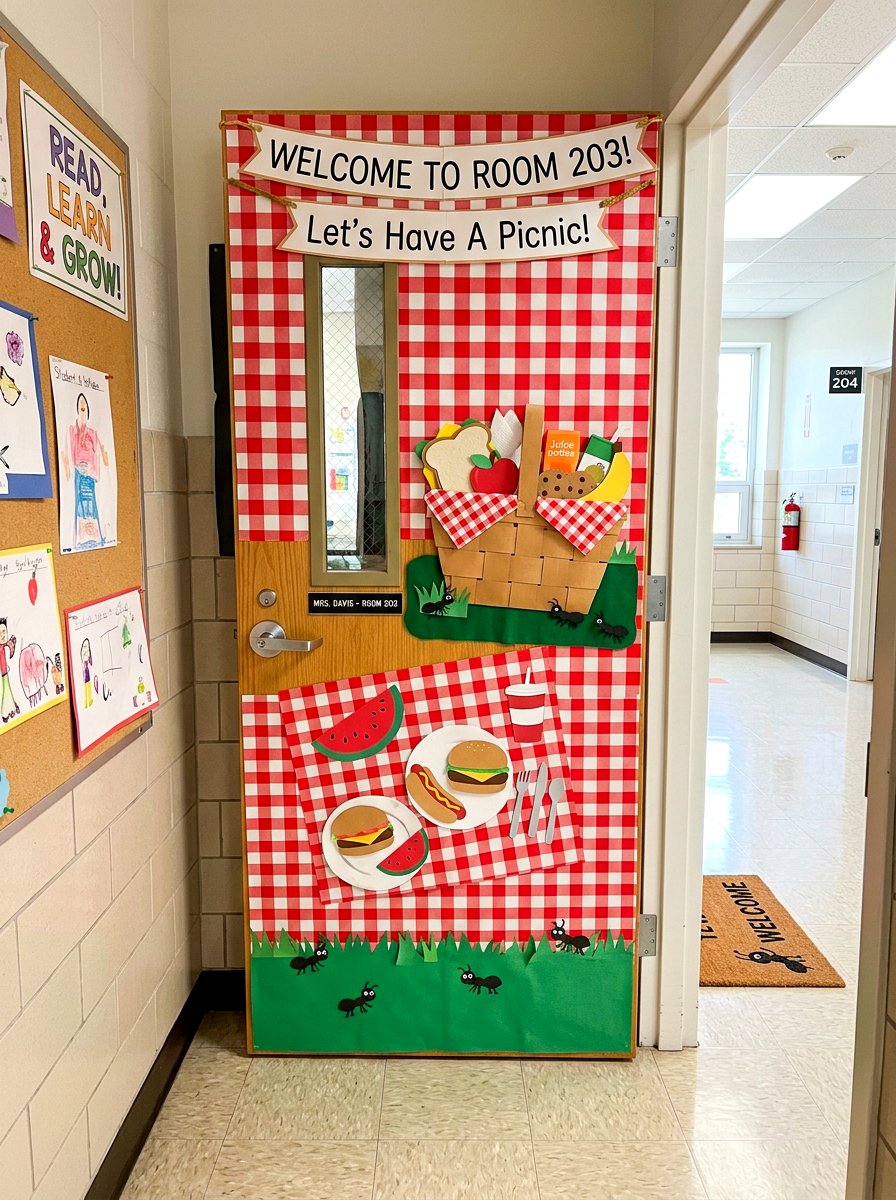 Picnic Blanket Classroom Door - 25 Spring Door Decoration Ideas for Classroom