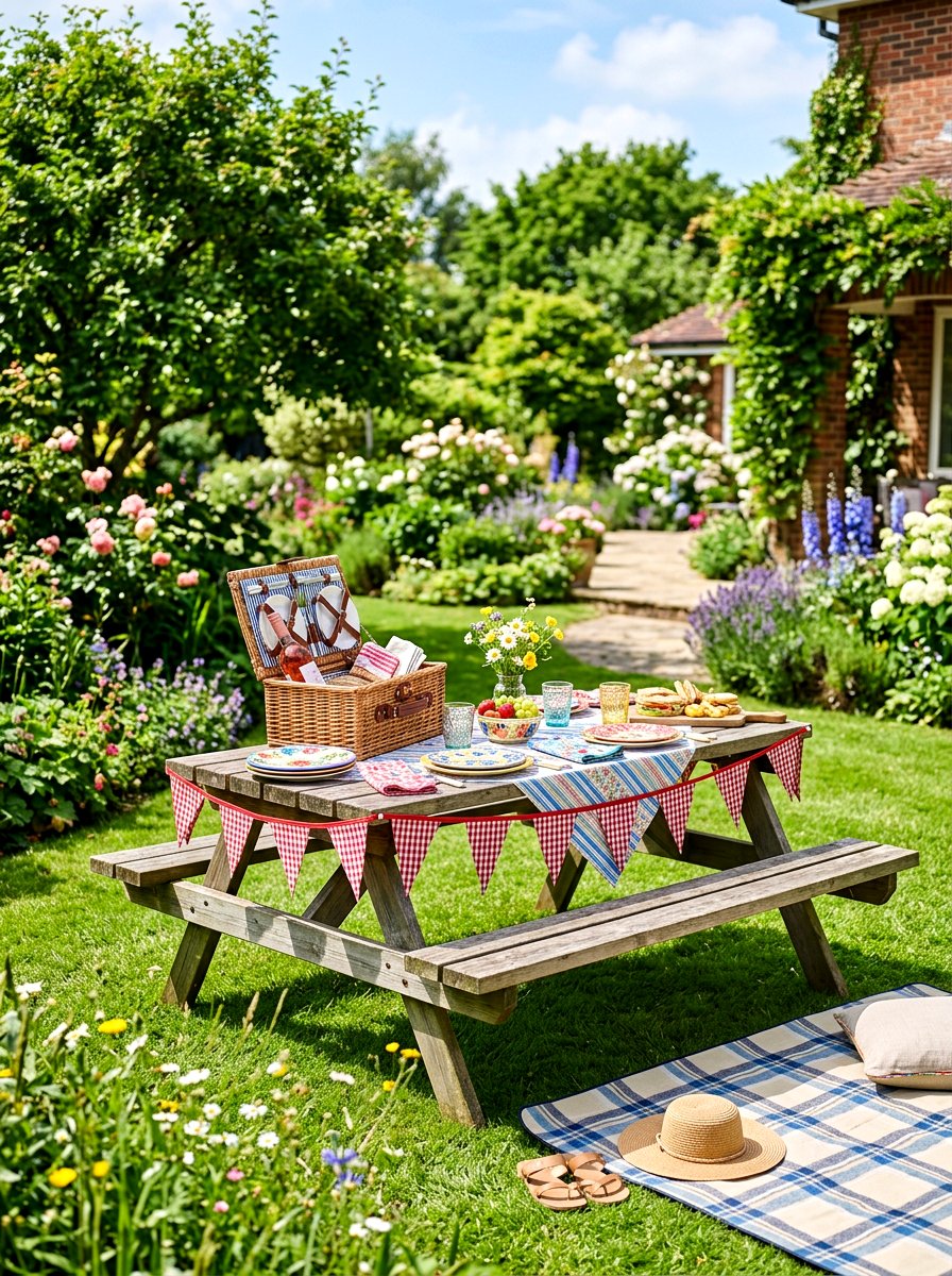 Picnic Table Bunting - 25 Spring Fabric Bunting Ideas