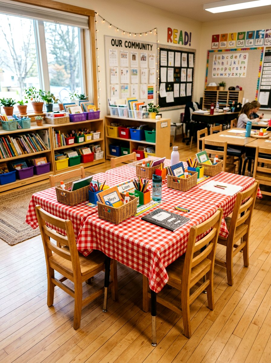 Picnic Themed Desks - 25 Spring Classroom Decor Ideas