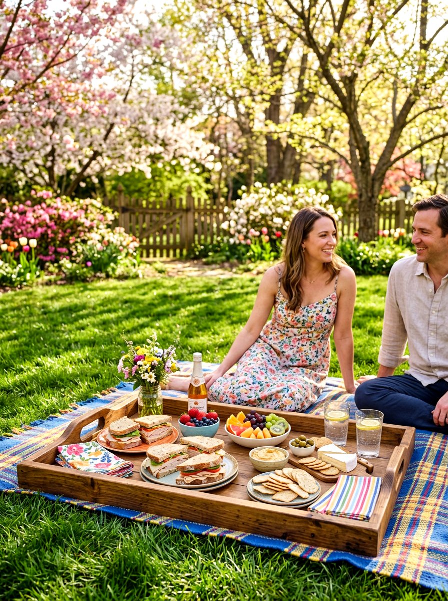 Picnic Tray For Backyard - 25 Spring Serving Tray Ideas