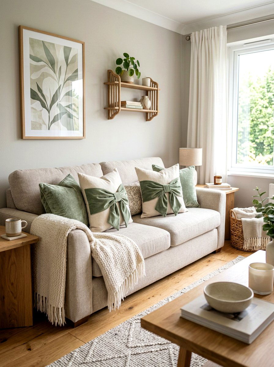 Pillow Bow - 25 Spring Bow Decor Ideas