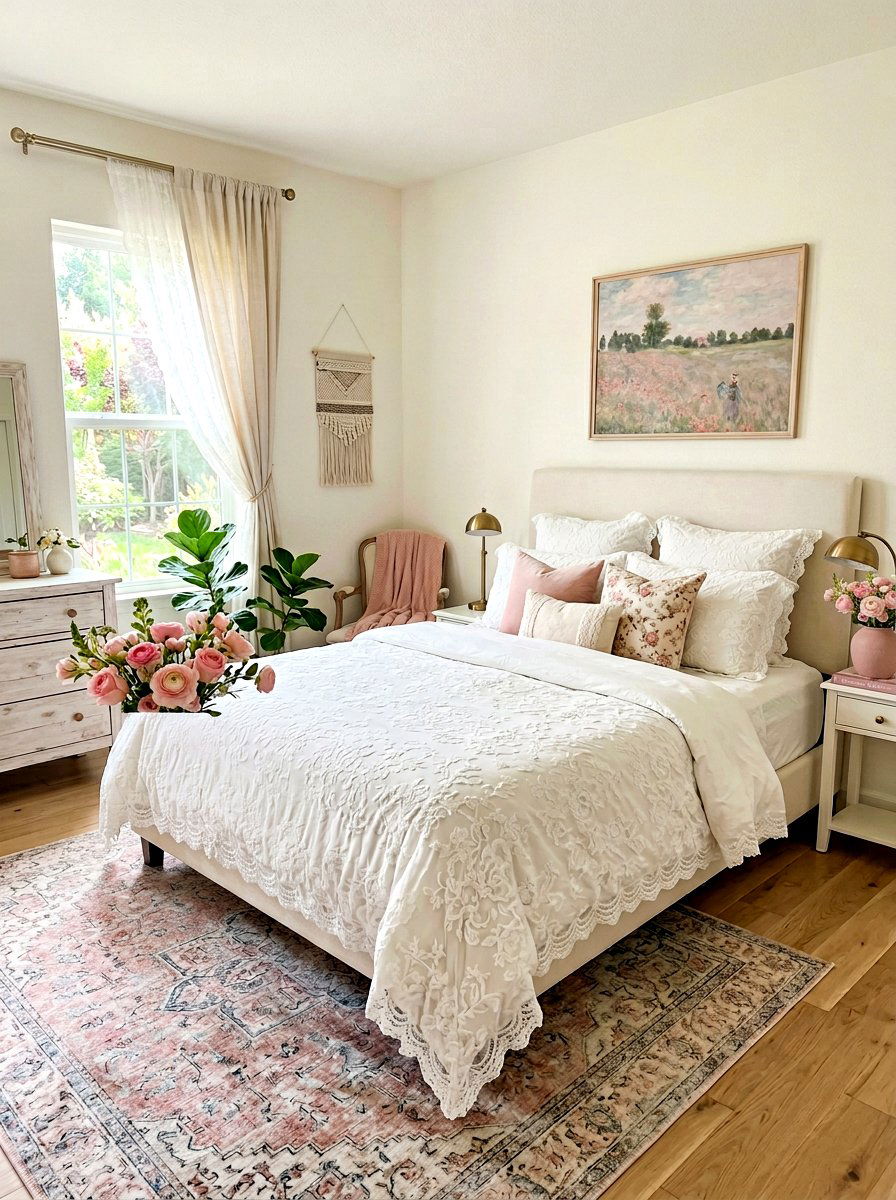 Pink Accent Decor - 25 Spring Nightstand Decor Ideas