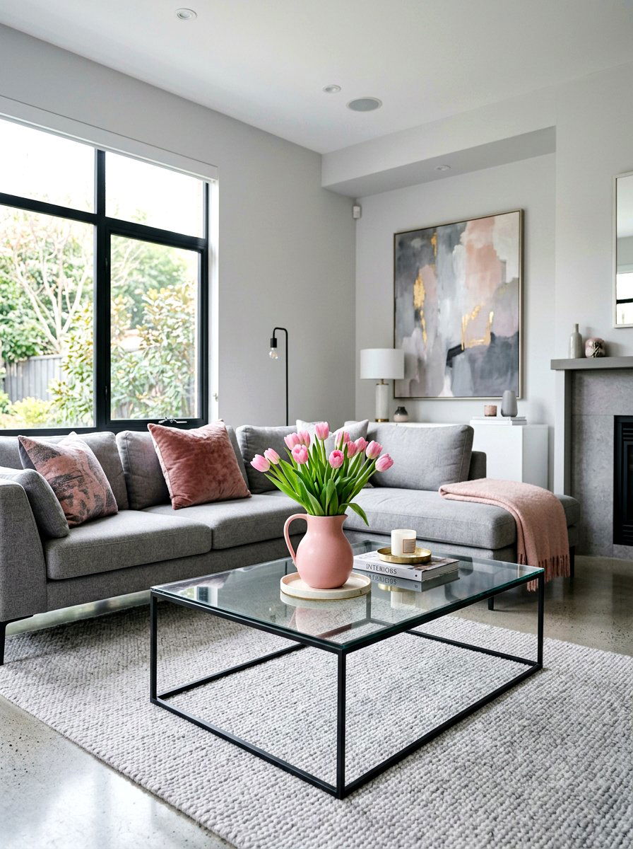 Pink Ceramic Pitcher with Tulips - 25 Spring Pitcher Flower Ideas