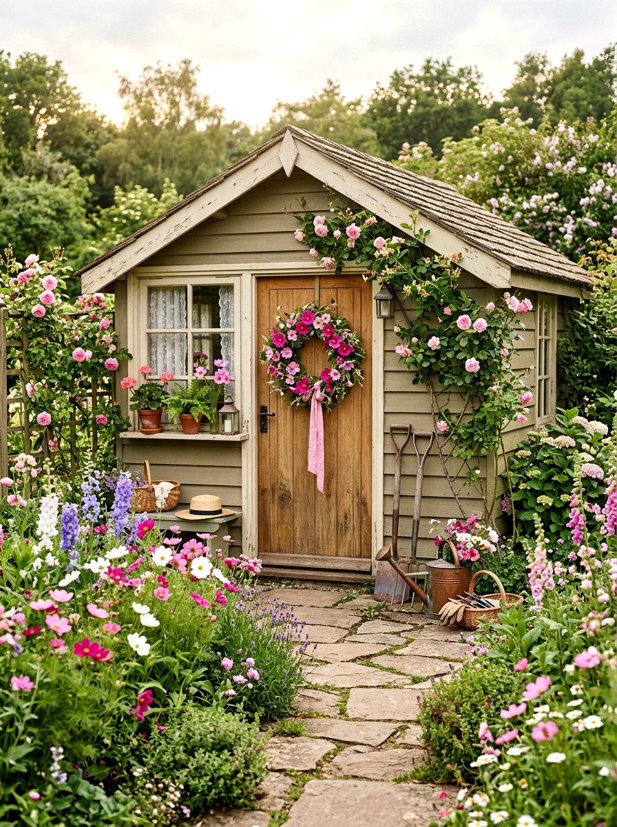 Pink Cosmos Wreath - 25 Spring Wildflower Wreath Ideas