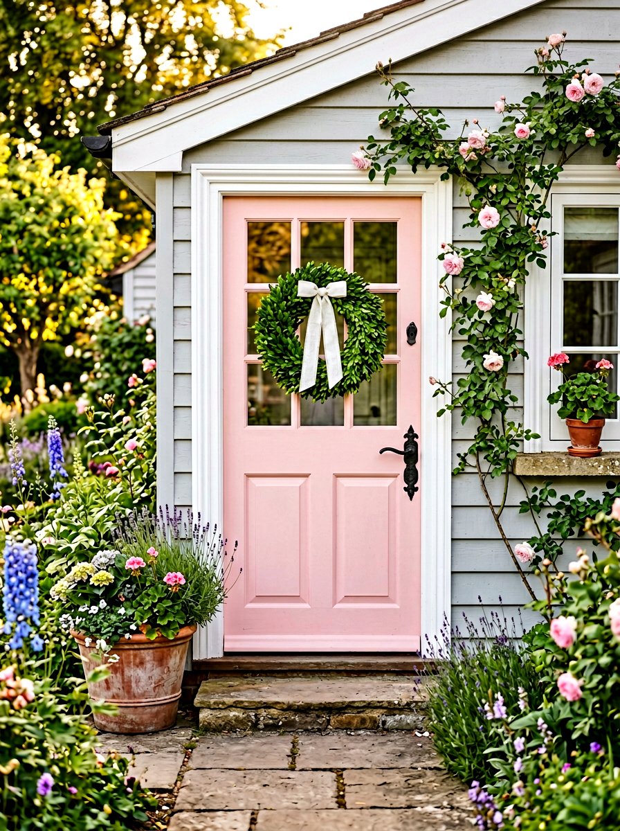 Pink Cottage Door - 25 Spring Cottage Door Ideas
