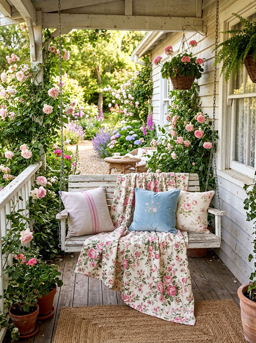 Pink Floral Garden Throw - 25 Spring Outdoor Throw Ideas