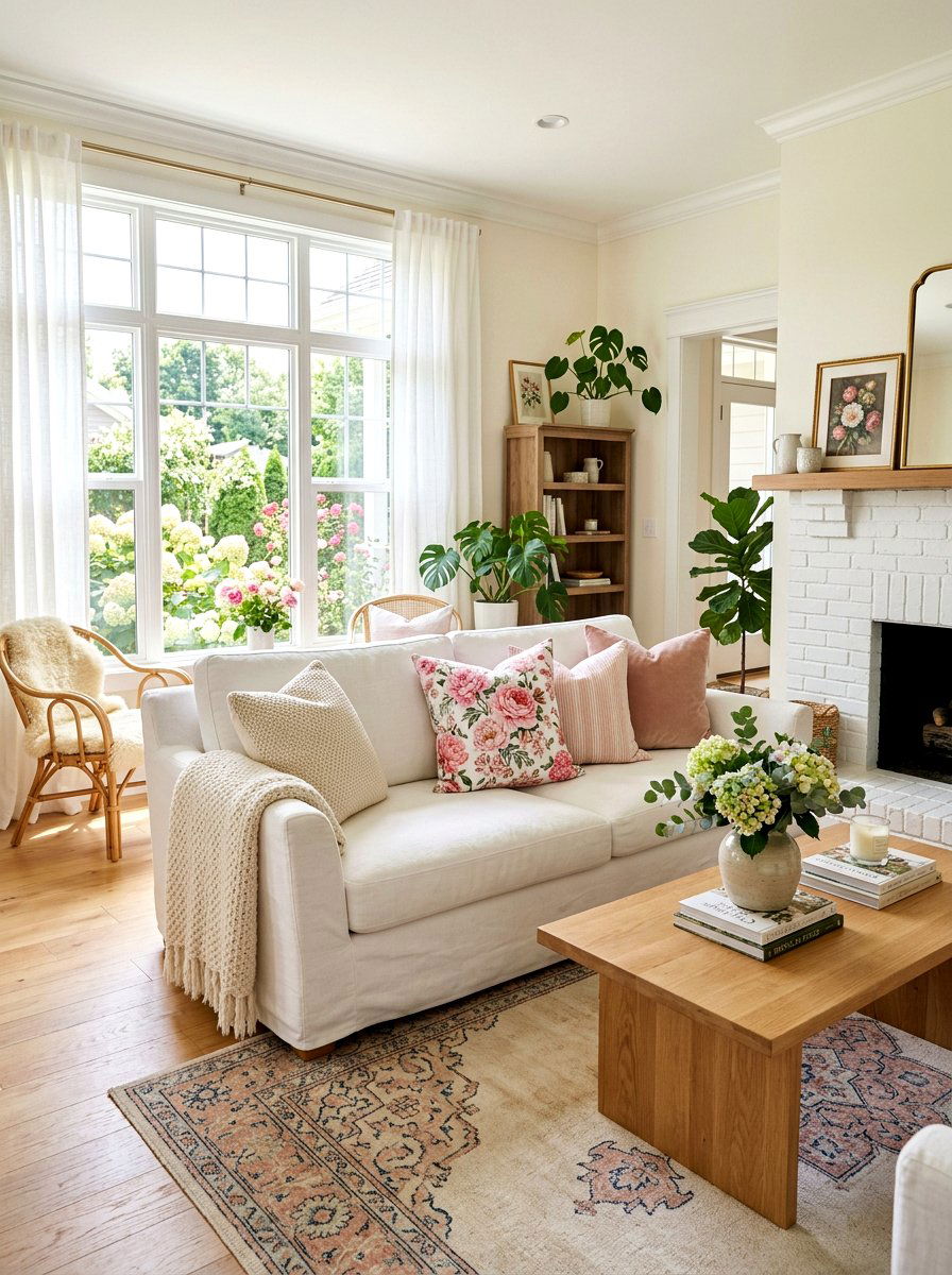 Pink Floral Throw Pillow - 25 Spring Throw Pillow Ideas