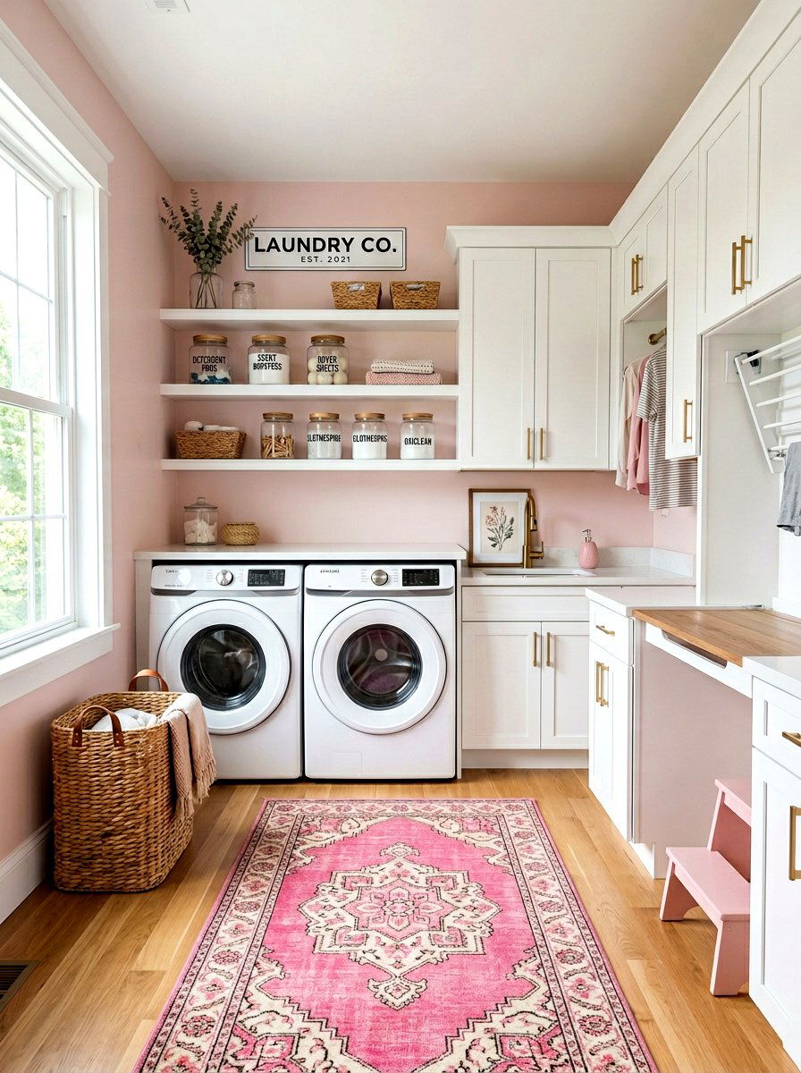 Pink Laundry Room - 25 Spring Blush Pink Decor Ideas