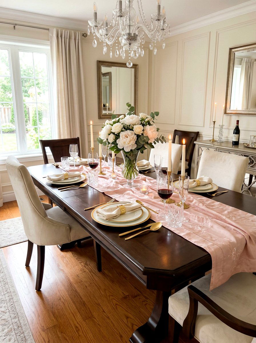 Pink Pastel Table Runner - 25 Spring Table Runner Ideas