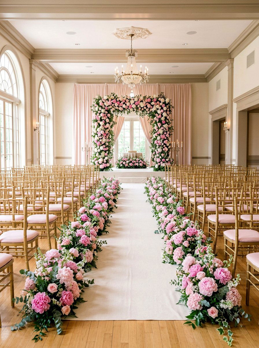 Pink Peony Aisle Accents - 25 Spring Wedding Pew Decor Ideas