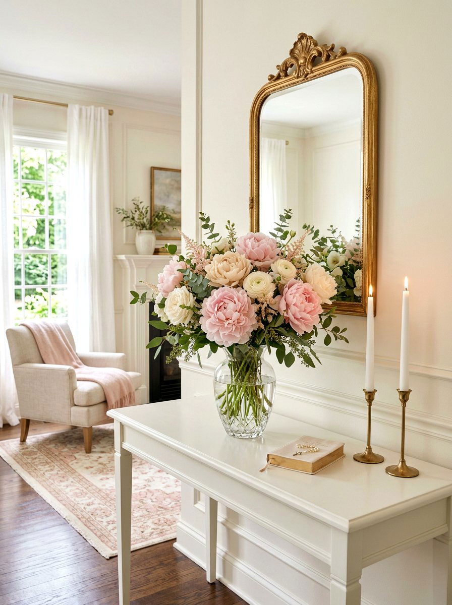 Pink Peony Altar Arrangement - 25 Spring Altar Flower Ideas