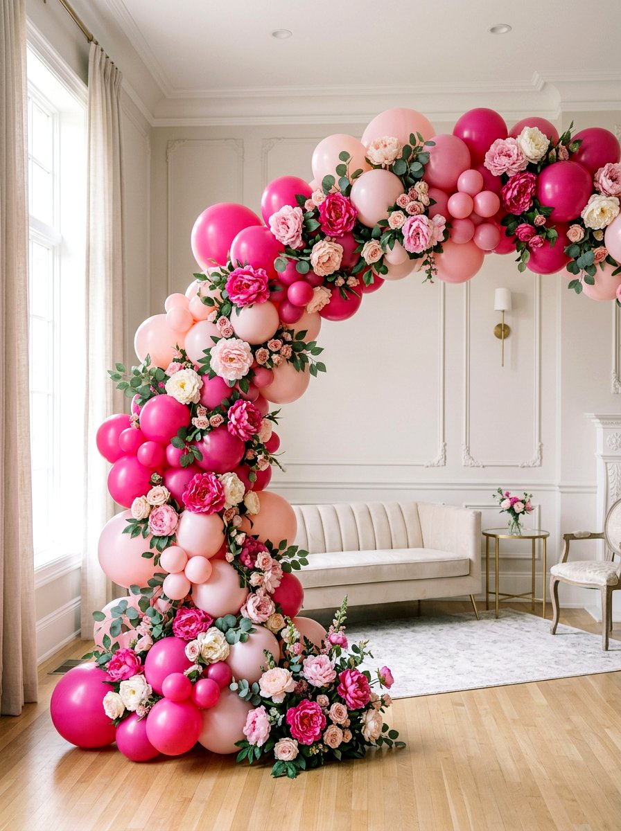 Pink Peony Balloon Arch - 25 Spring Balloon Arch Ideas for Party