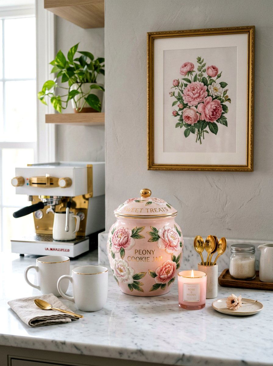Pink Peony Cookie Jar - 25 Spring Cookie Jar Ideas