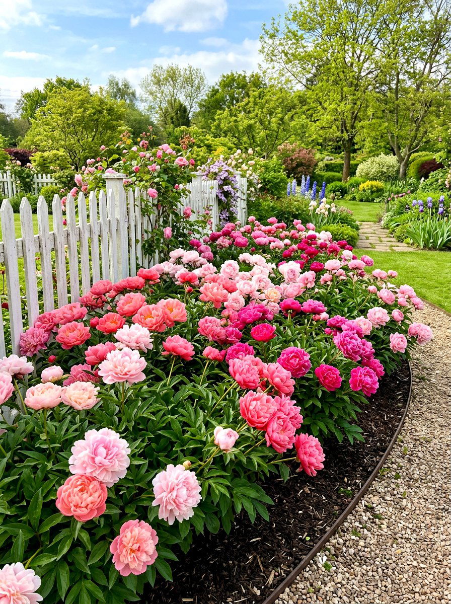 Pink Peony Flower Bed - 25 Spring Peony Garden Ideas