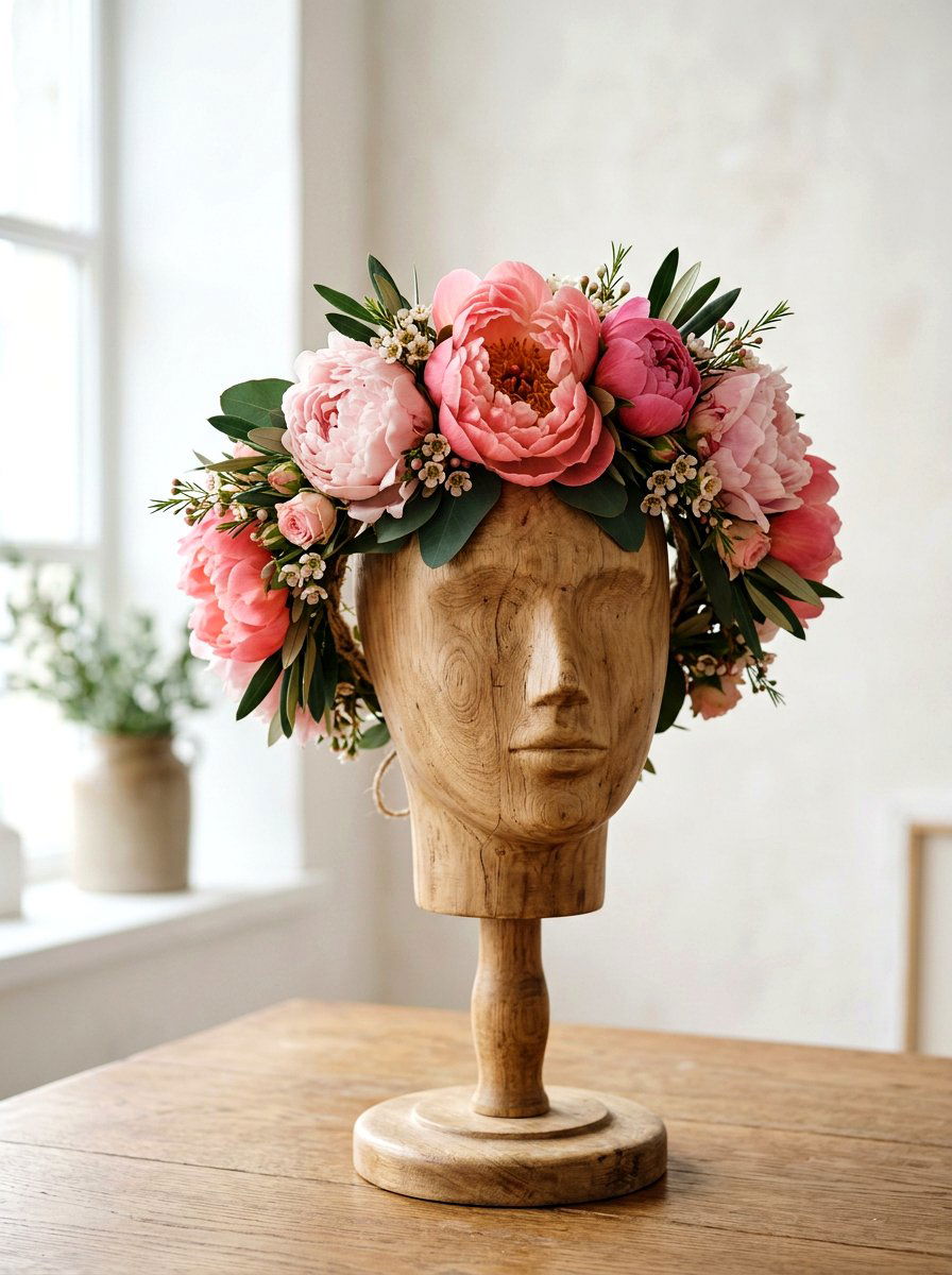 Pink Peony Flower Crown - 25 Spring Hair Wreath Ideas