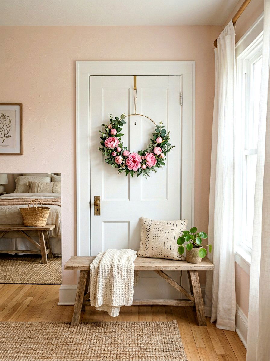 Pink Peony Hoop Wreath - 25 Spring Mini Door Wreath Ideas