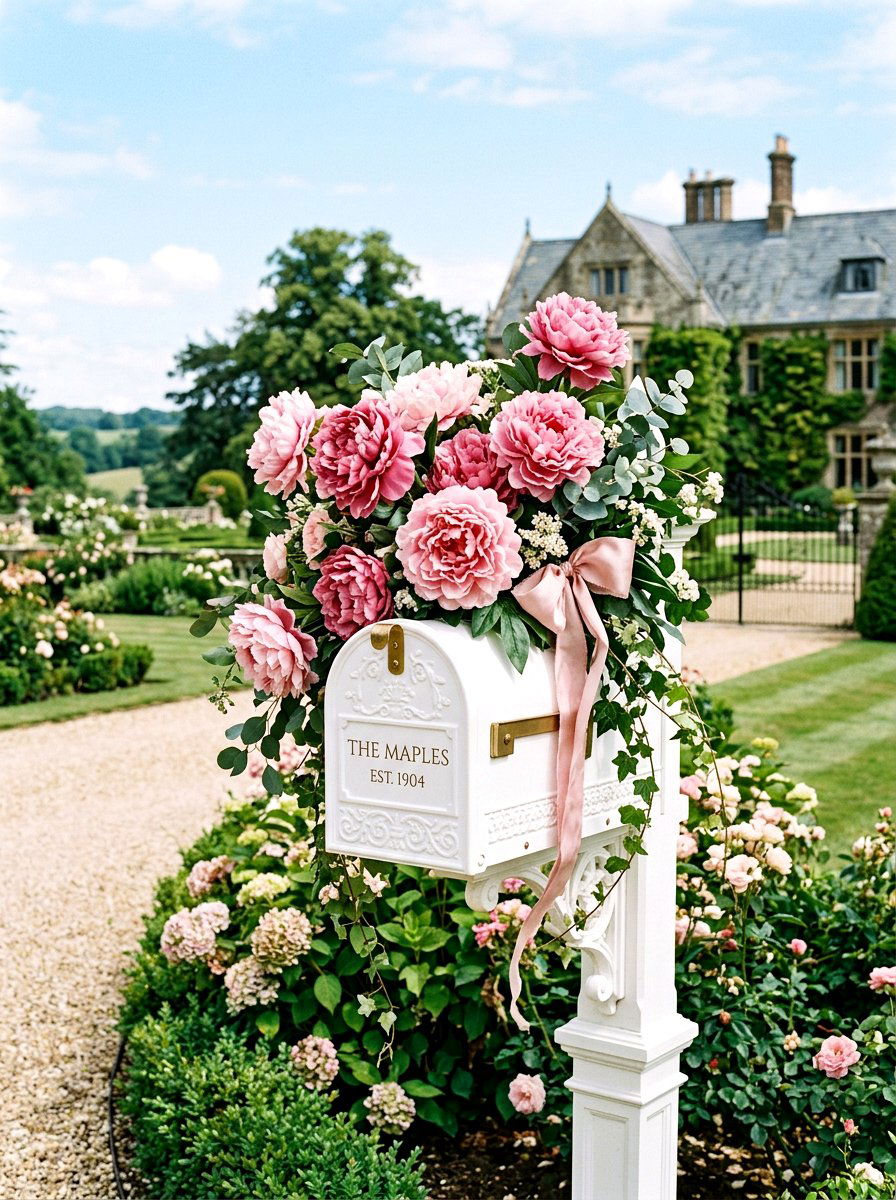 Pink Peony Mailbox Arrangement - 25 Spring Mailbox Topper Ideas