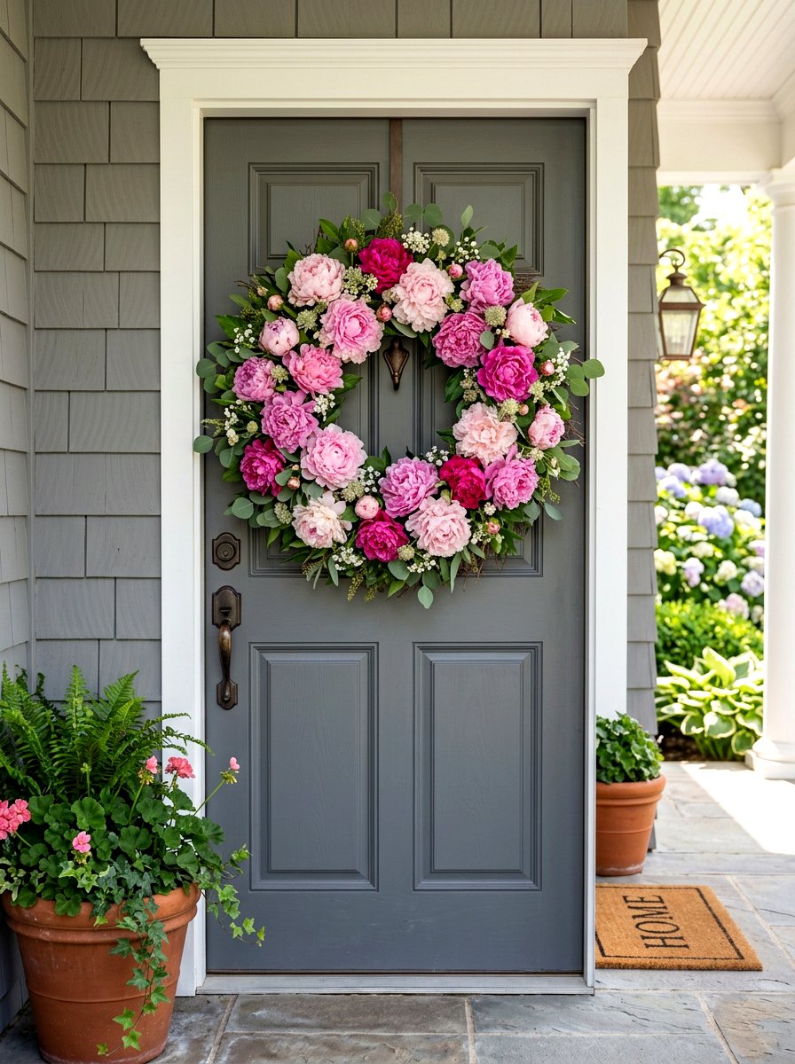 Pink Peony Wreath - 25 Spring Wreath Ideas for Front Door