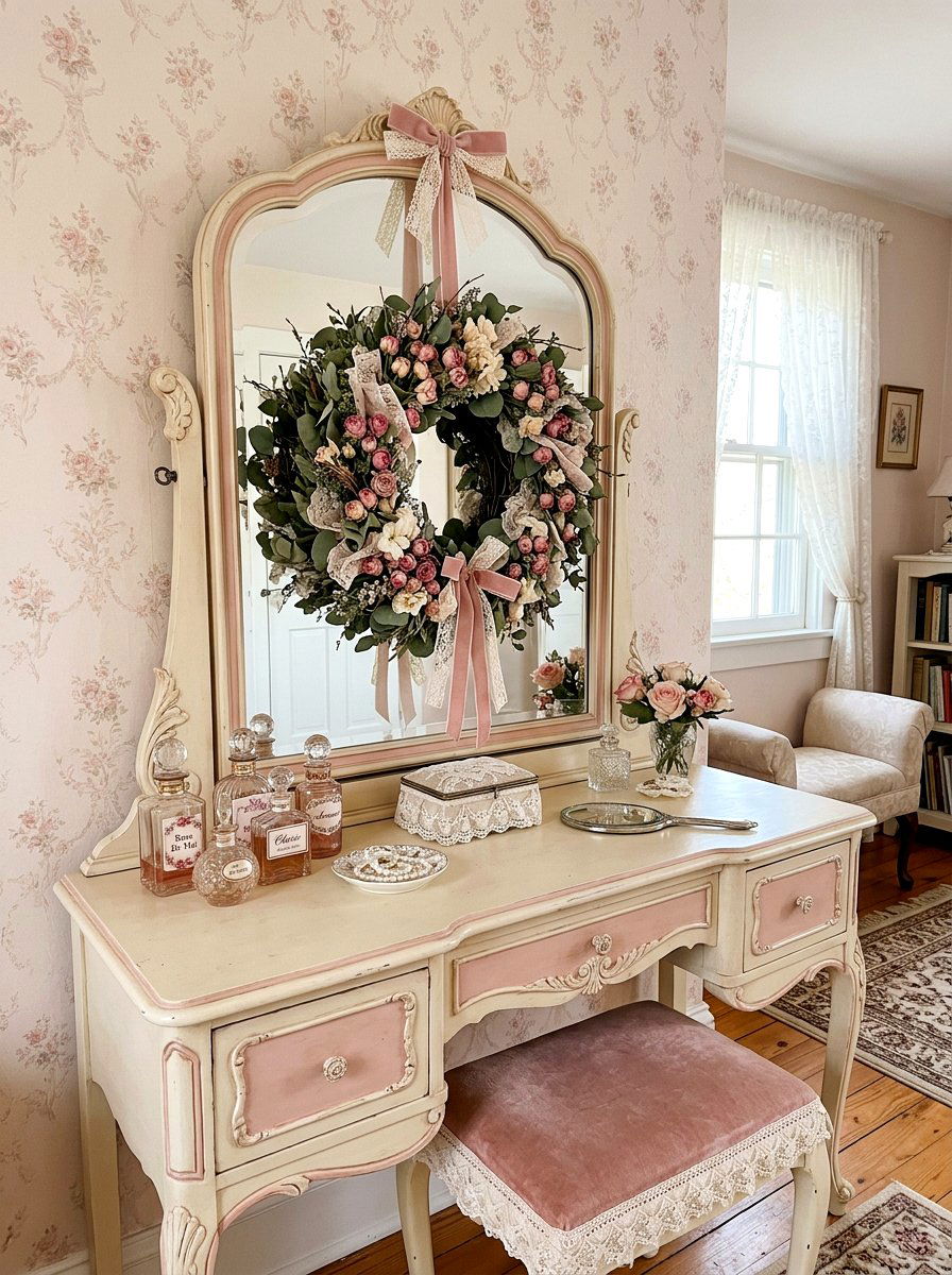 Pink Rosebud Wreath - 25 Spring Dried Floral Wreath Ideas