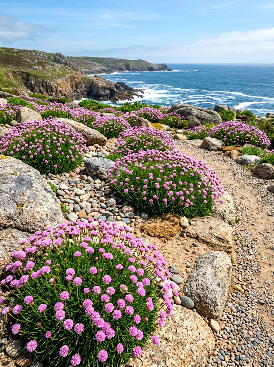 Pink Sea Thrift Rock Garden - 25 Spring Perennial Garden Ideas