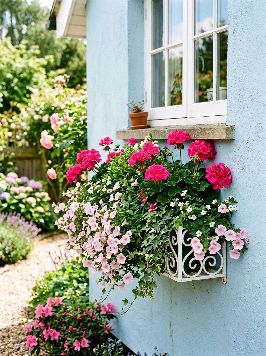 Pink Spring Window Box - 25 Spring Window Box Ideas