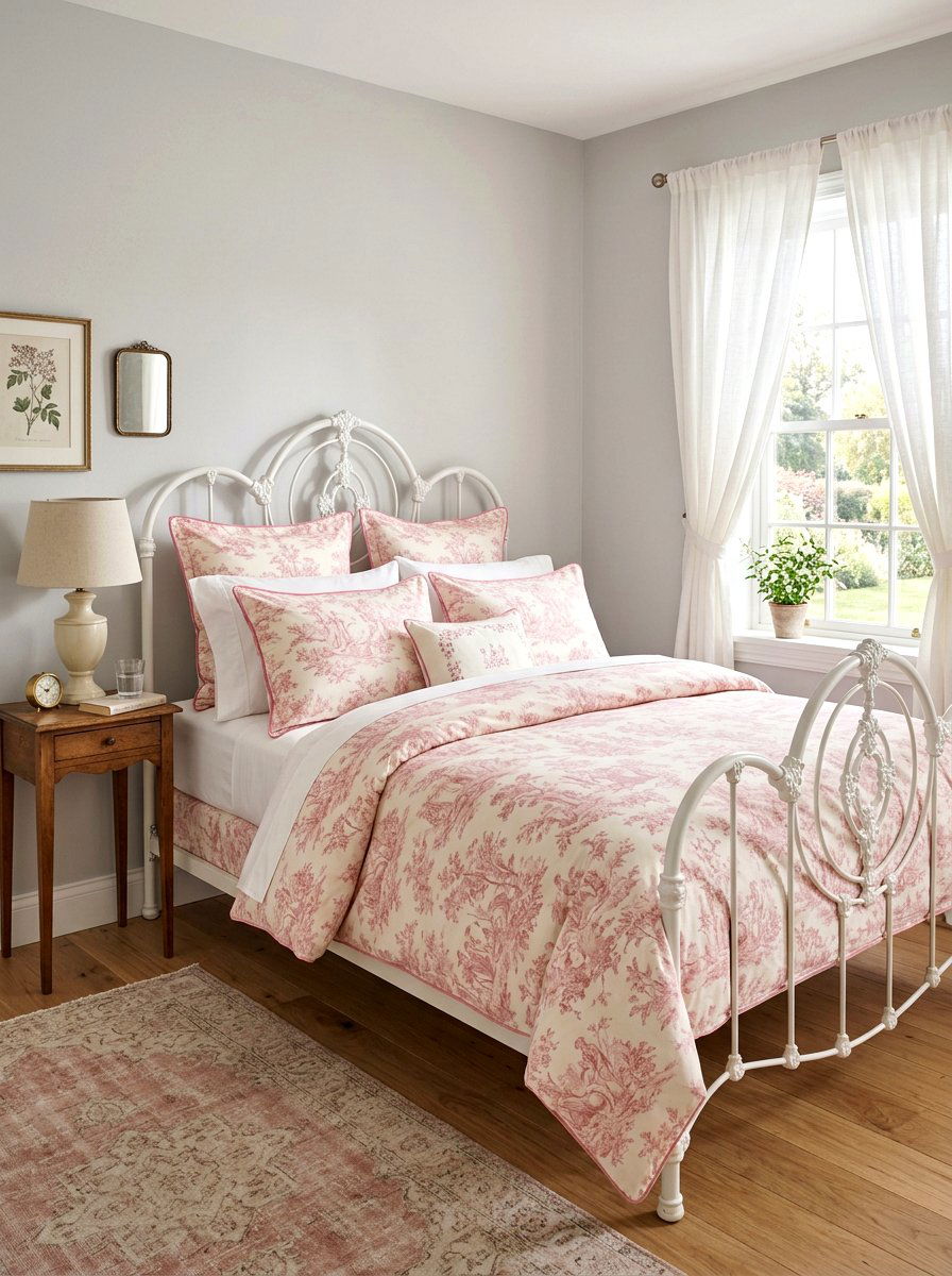 Pink Toile Bedding - 25 Spring Toile Decor Ideas