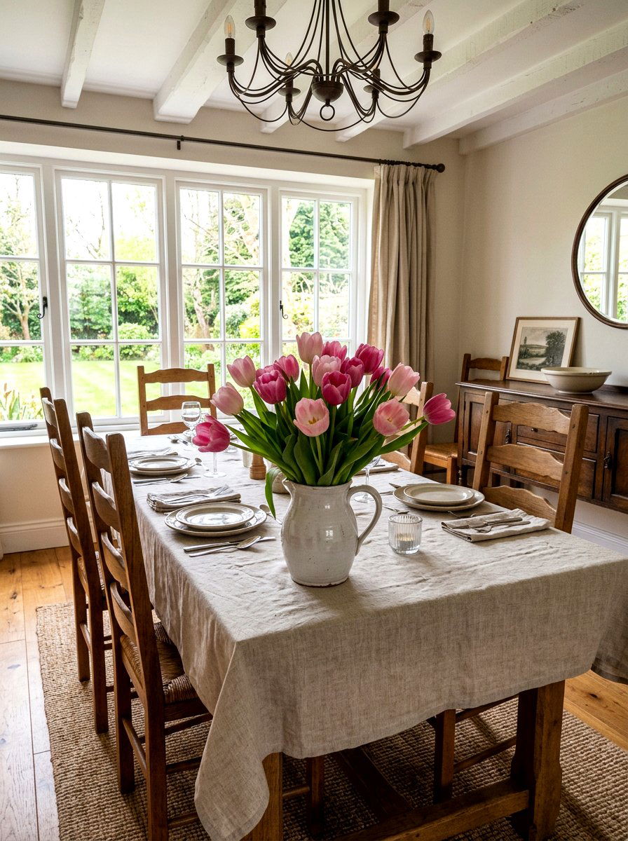 Pink Tulip Dining Table - 25 Spring Tulip Centerpiece Ideas