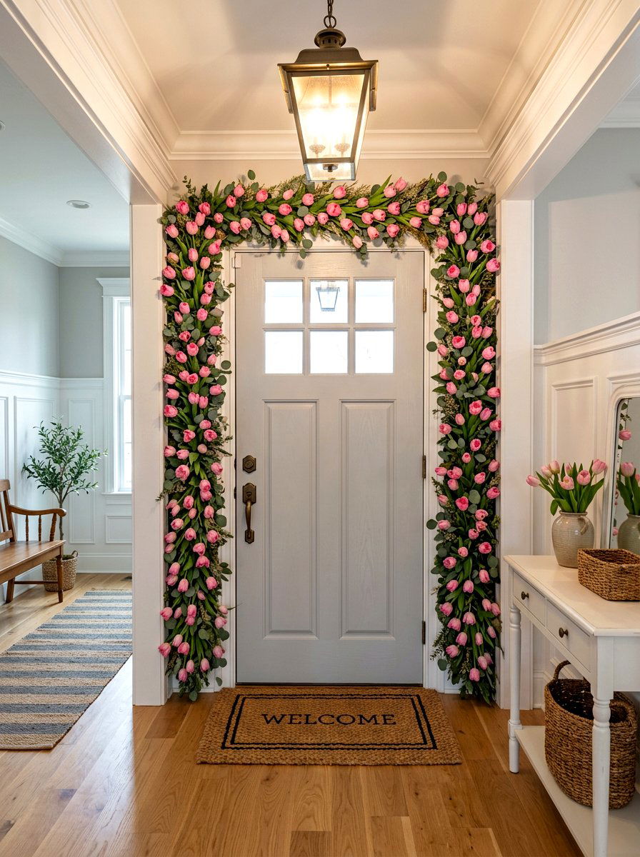 Pink Tulip Garland - 25 Spring Door Garland Ideas