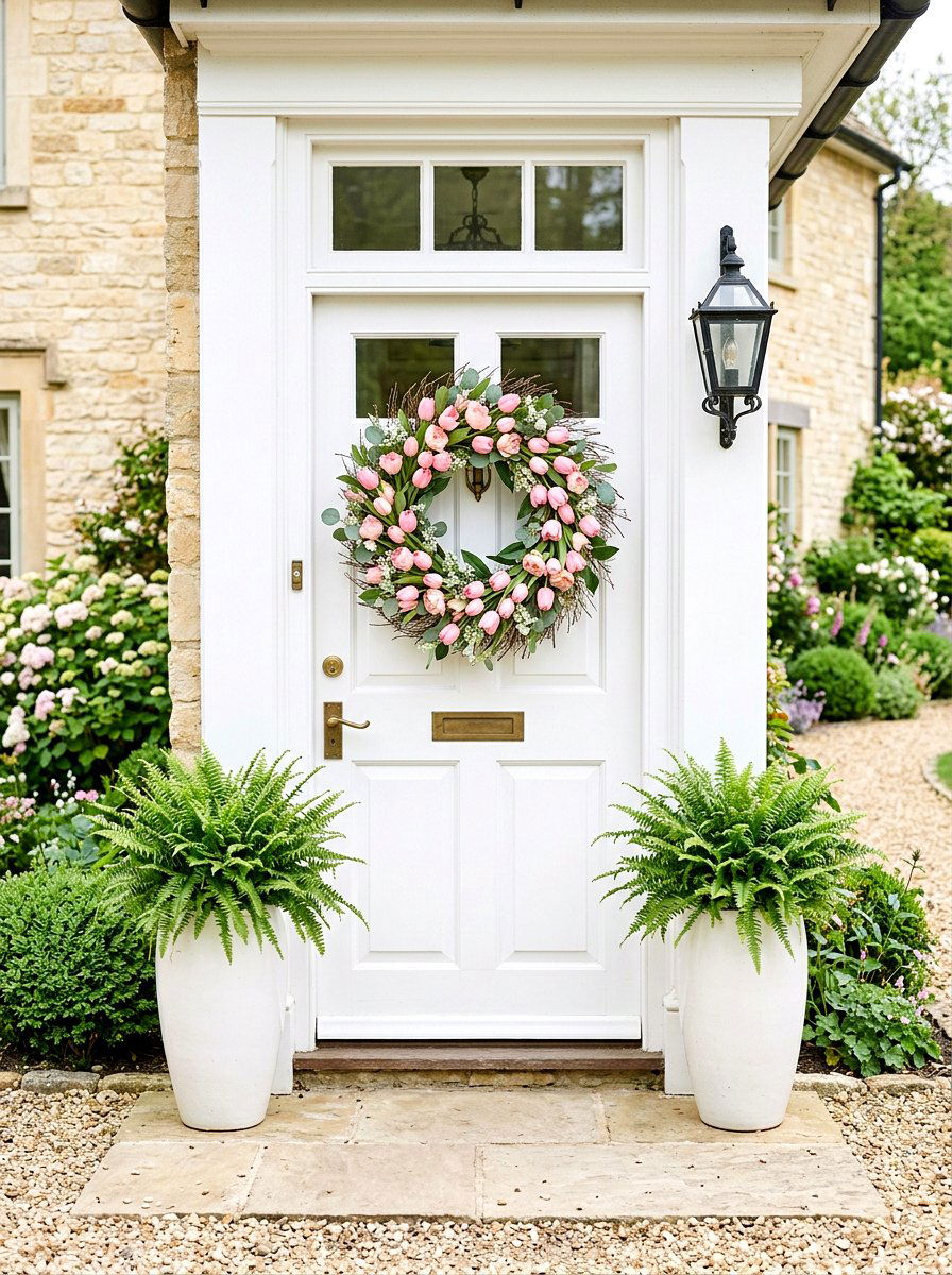 Pink Tulip Grapevine Wreath - 25 Spring Grapevine Door Ideas