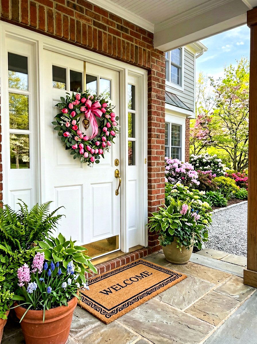 Pink Tulip Heart Wreath - 25 Spring Heart Wreath Ideas