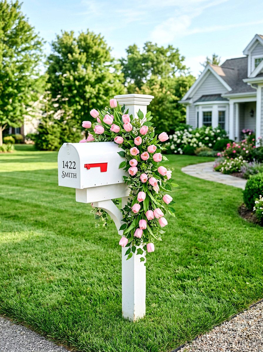 Pink Tulip Mailbox Floral