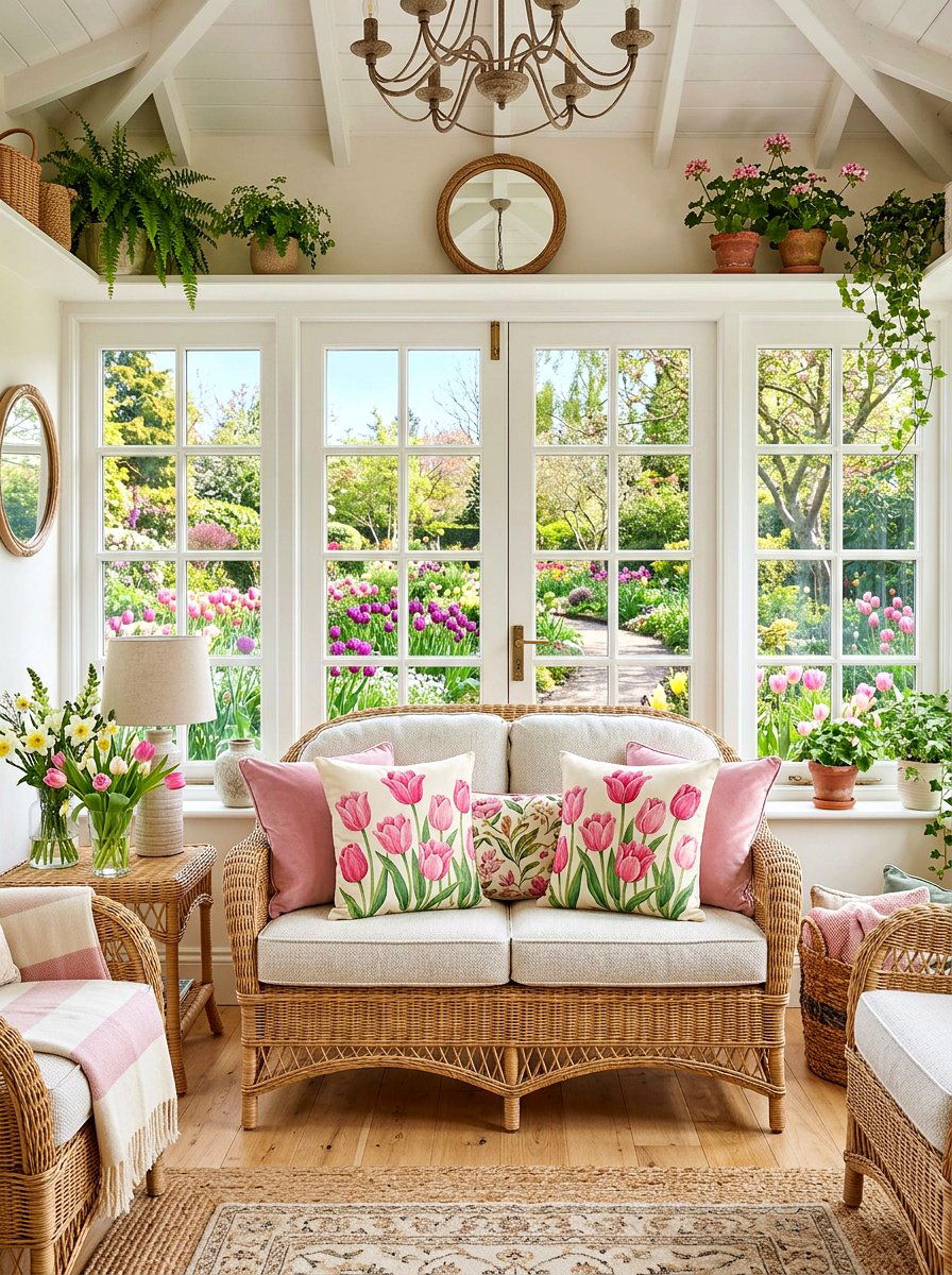 Pink Tulip Pillow - 25 Spring Pillow Ideas