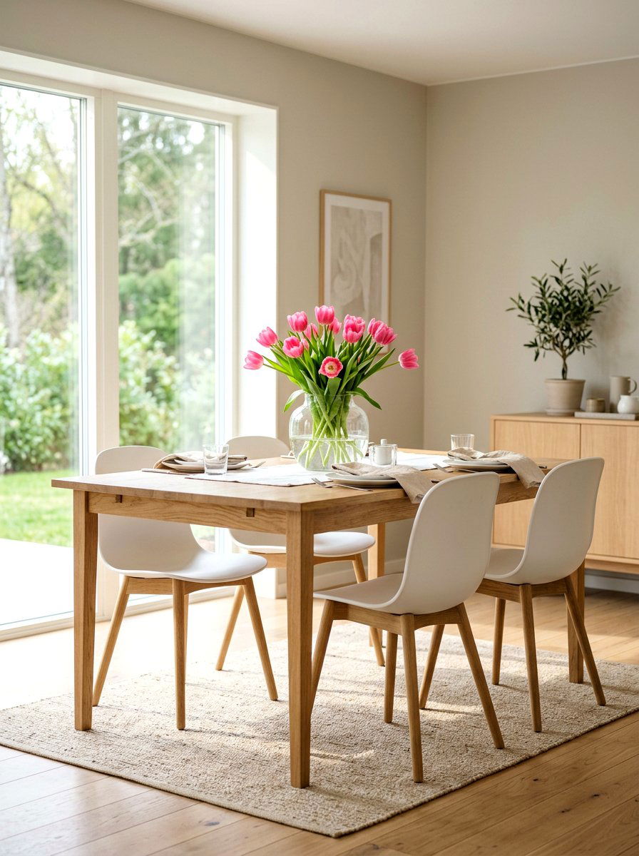 Pink Tulips In Glass Vase - 25 Spring Centerpiece Ideas