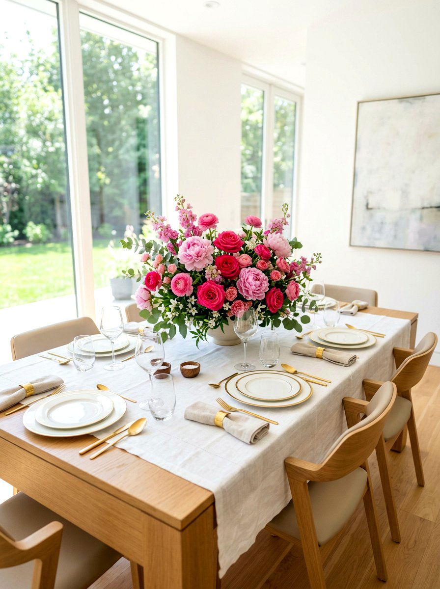 Pink floral centerpiece - 25 Spring Mother's Day Table Ideas