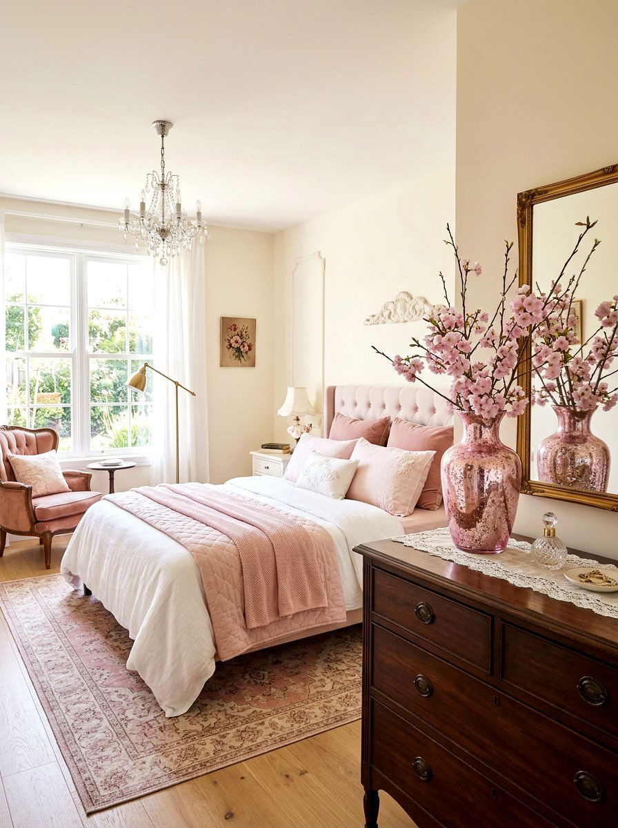 Pink mercury glass for cherry blossom season - 25 Spring Mercury Glass Decor Ideas