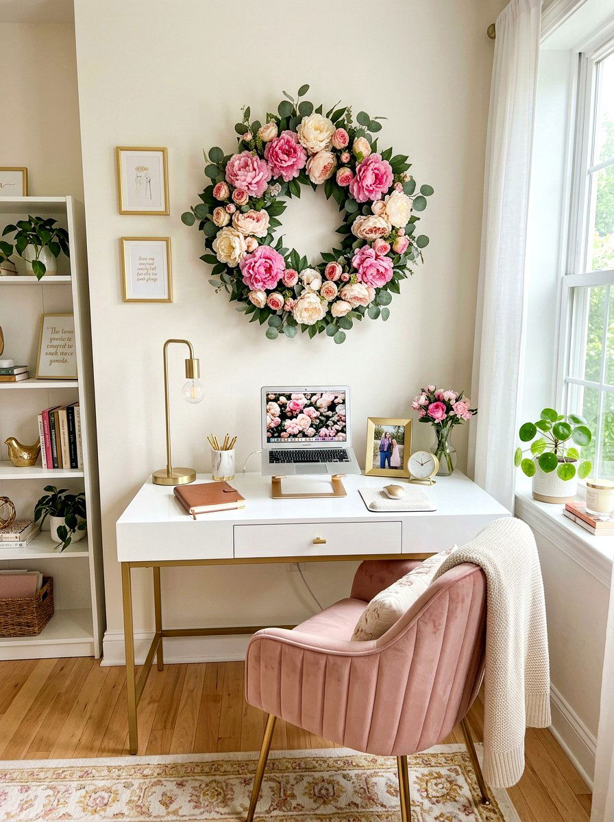 Pink peony mini wreath - 25 Spring Mini Wreath Ideas