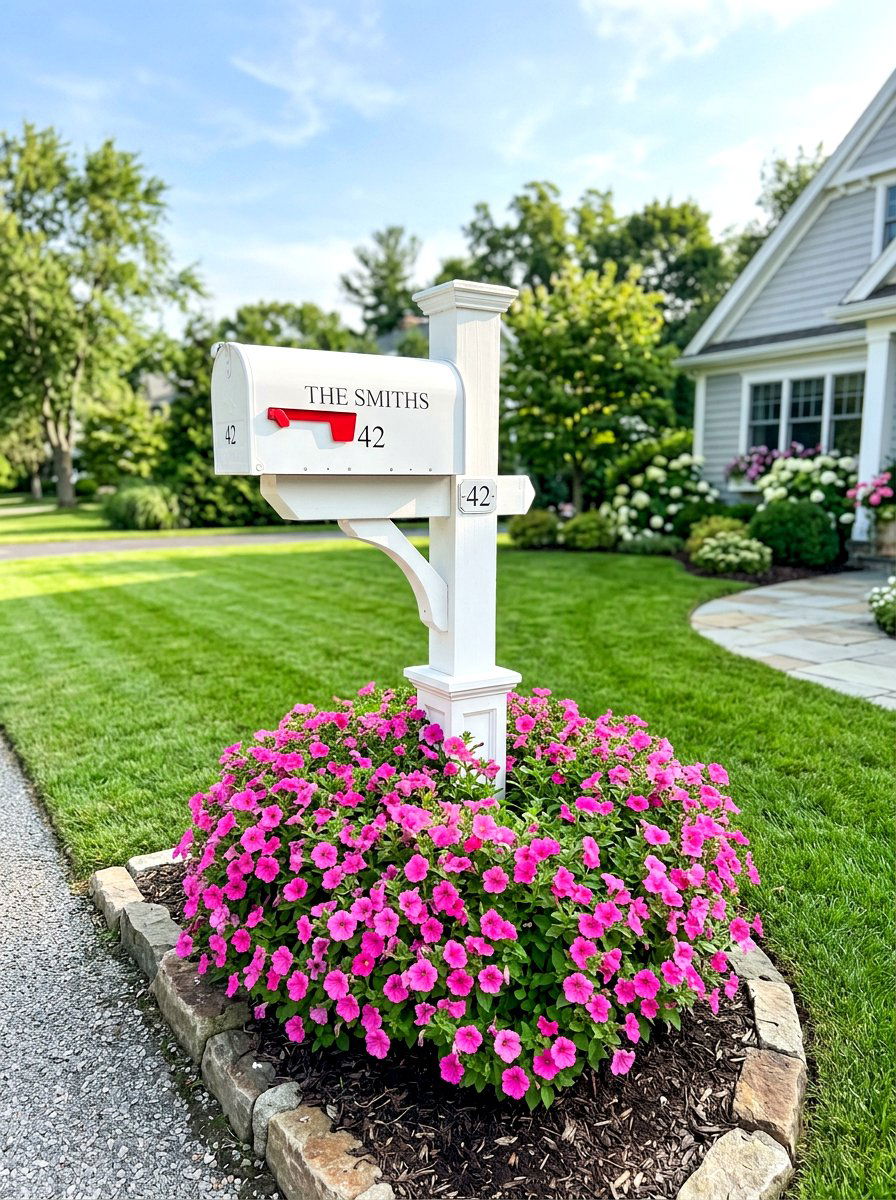 Pink petunia mailbox planter - 25 Spring Mailbox Planter Ideas