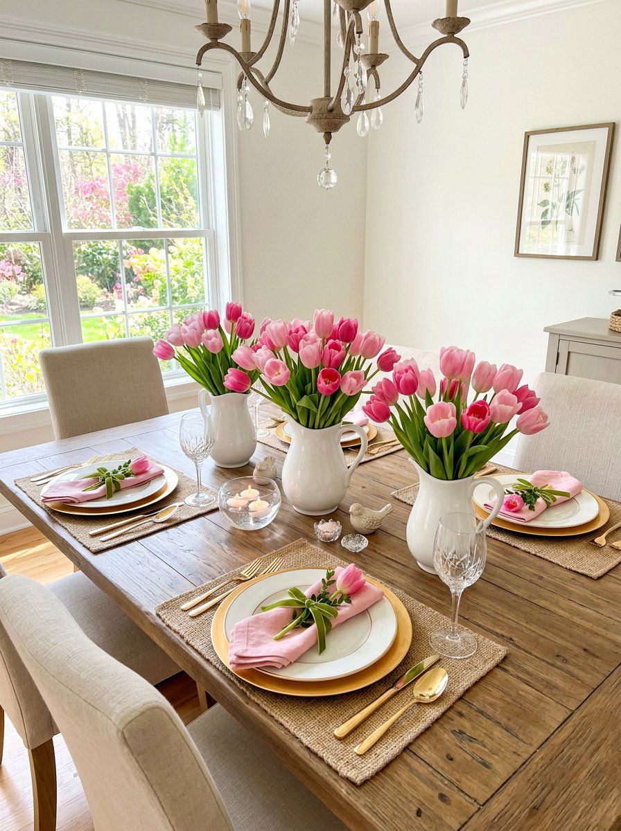 Pink tulip spring table - 25 Spring Place Setting Ideas