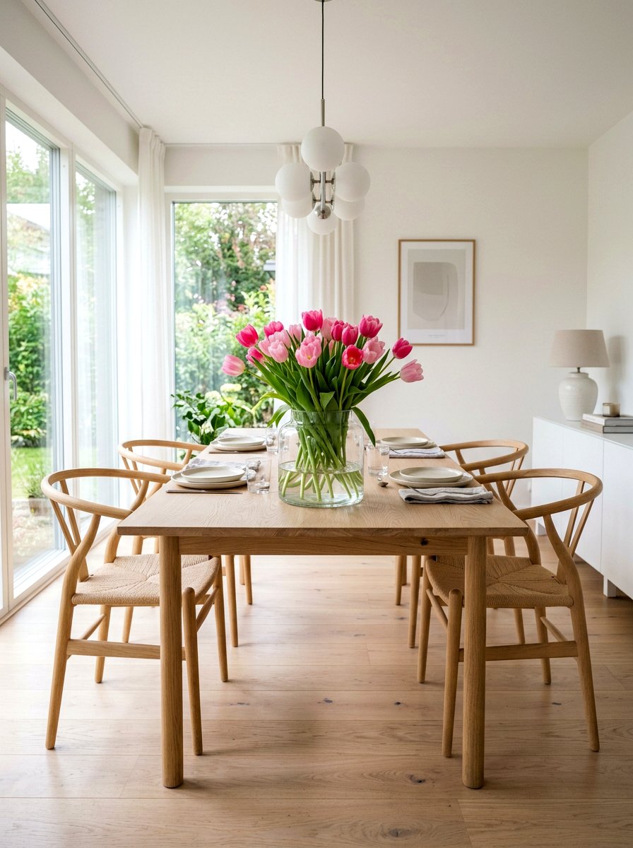 Pink tulips in clear vase - 25 Spring Fresh Flower Ideas