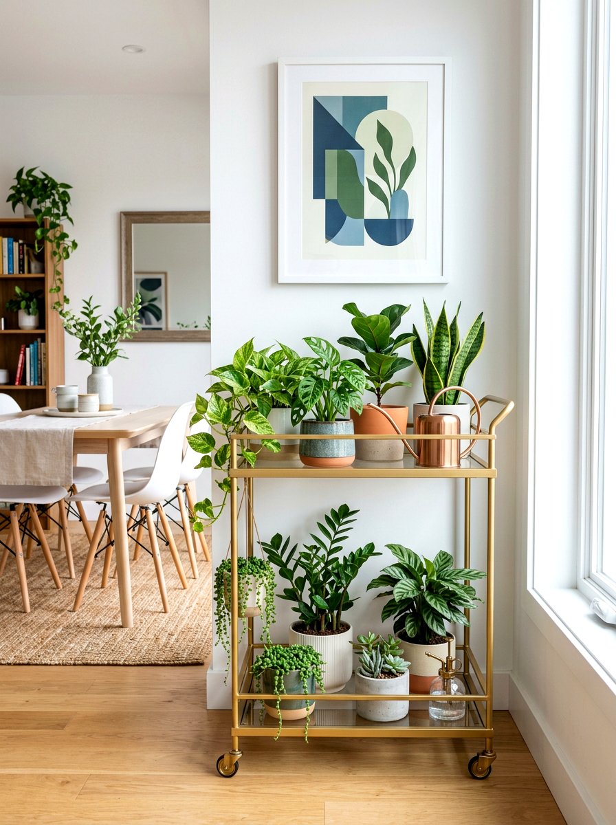Plant Bar Cart - 25 Spring Indoor Garden Ideas