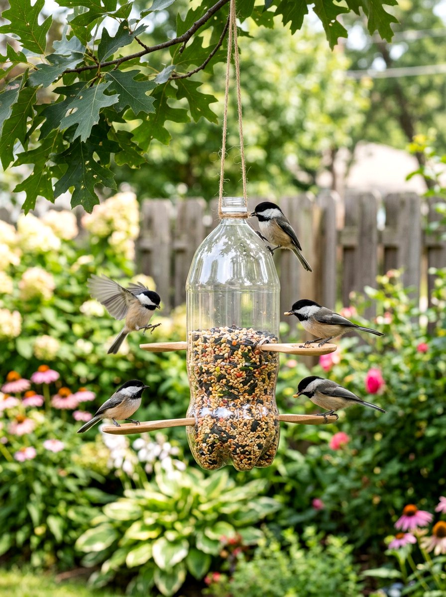 Plastic Bottle Bird Feeder - 25 Spring DIY Bird Feeder Ideas