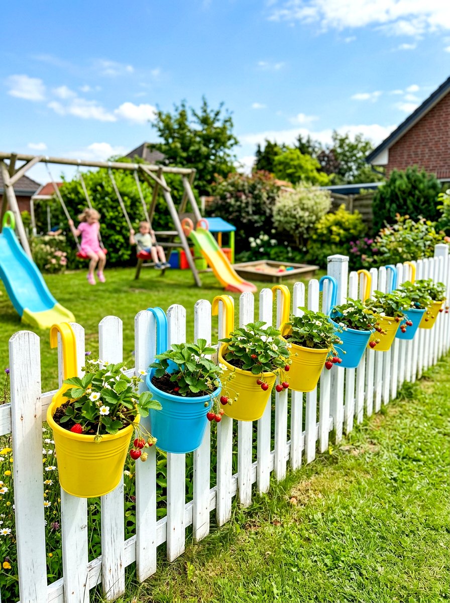 Plastic pail fence planter - 25 Spring Picket Fence Planter Ideas
