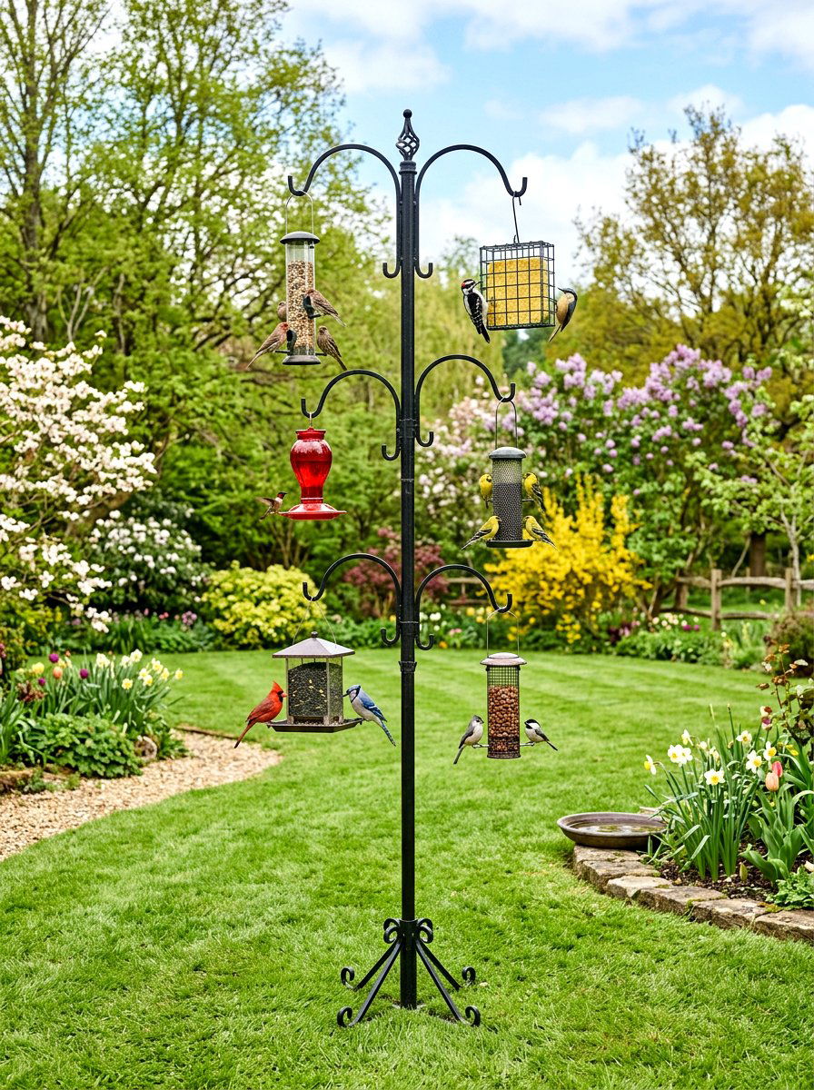 Pole bird feeder - 25 Spring Bird Feeder Decor Ideas